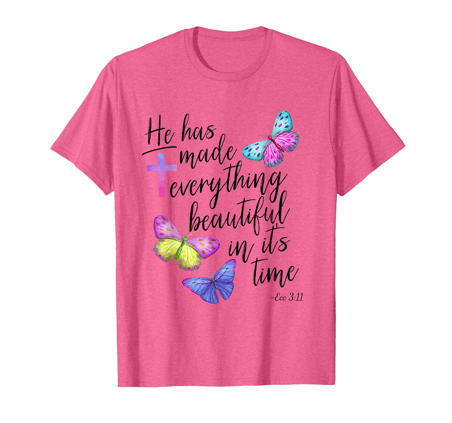 Bible Verse Cross Ecclesiastes Ecc Scripture Butterfly T-Shirt
