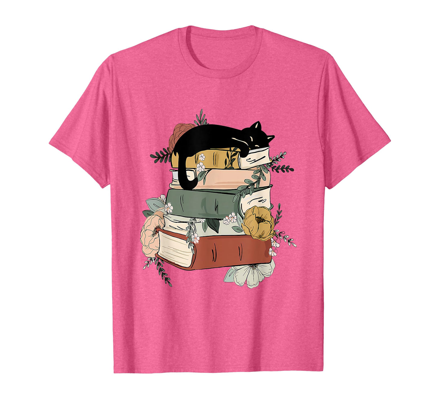 Cat Reading Book Cute Cat And Book Lover For Women Girls Kid T-Shirt
