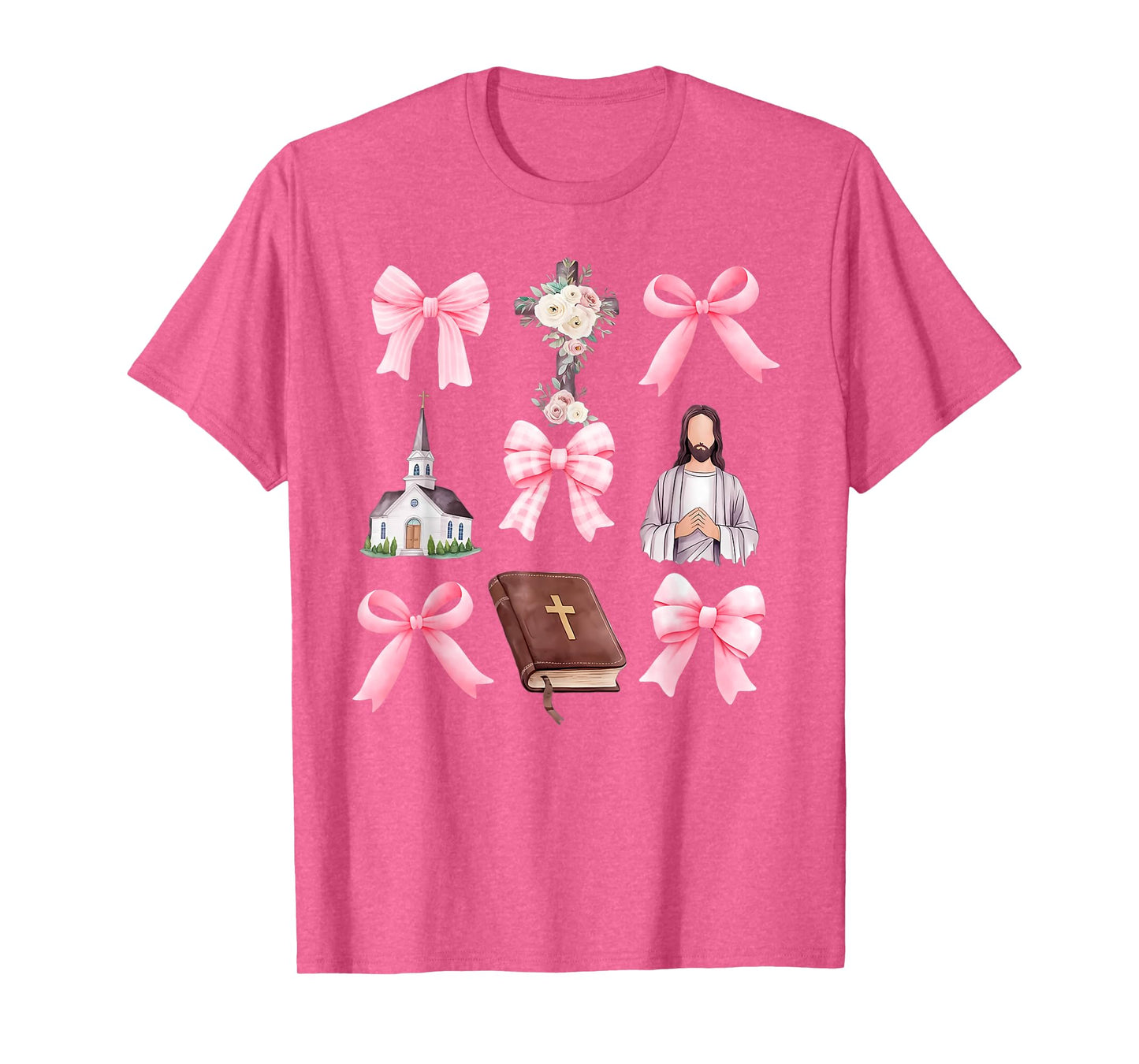 Cross Coquette Bows Floral Jesus Gift For Christian T-Shirt