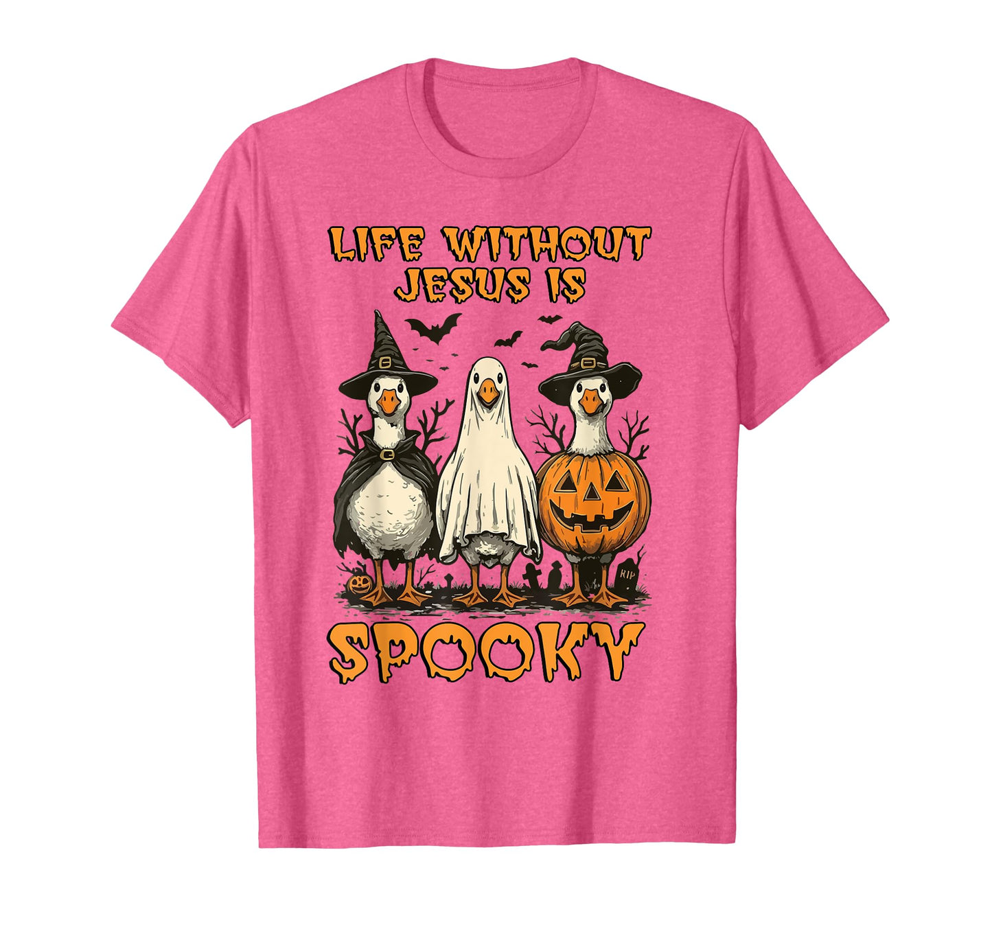 Life is Scary Without Jesus Spooky Goose Christian Halloween T-Shirt