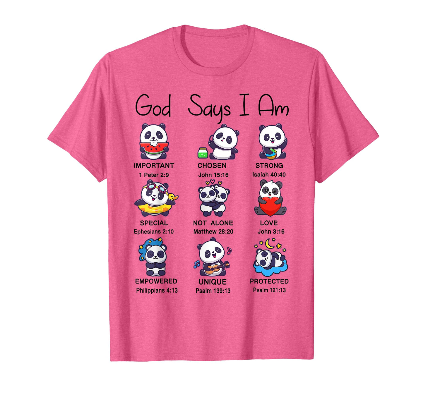 Toddler Boys Girl God Says Am Cute Panda Kid Christian Bible T-Shirt