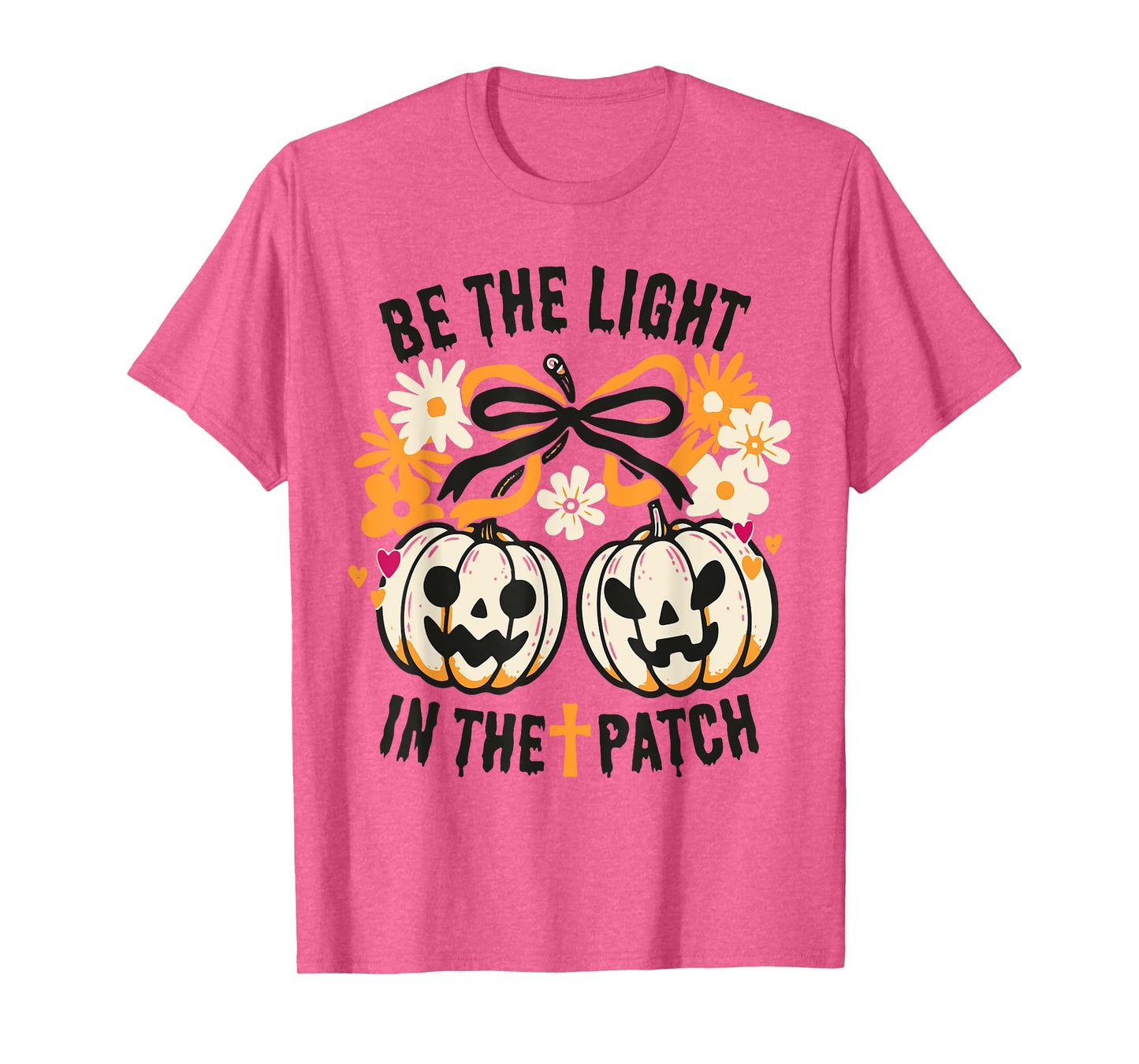 Be The Light in The Patch Pumpkin Bow Christian Halloween T-Shirt
