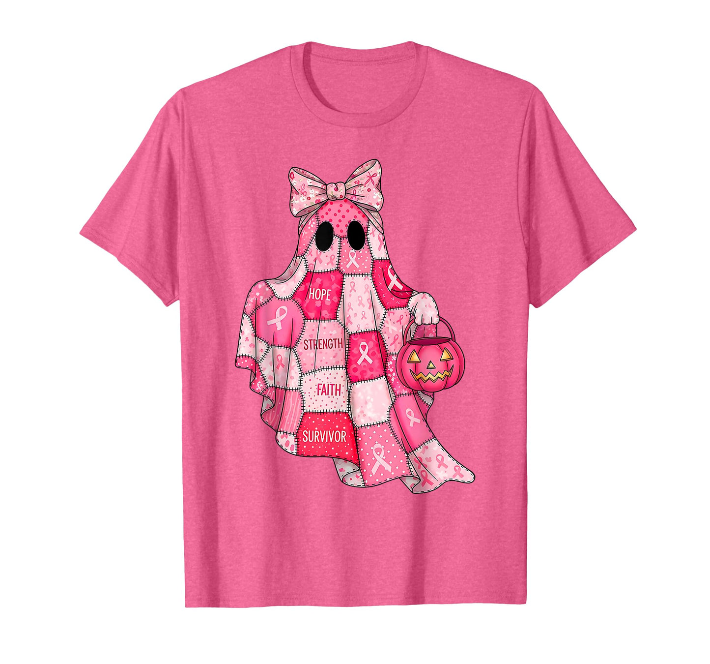 Breast Cancer Hope Strength Faith Survivor Ghost Wear Pink T-Shirt