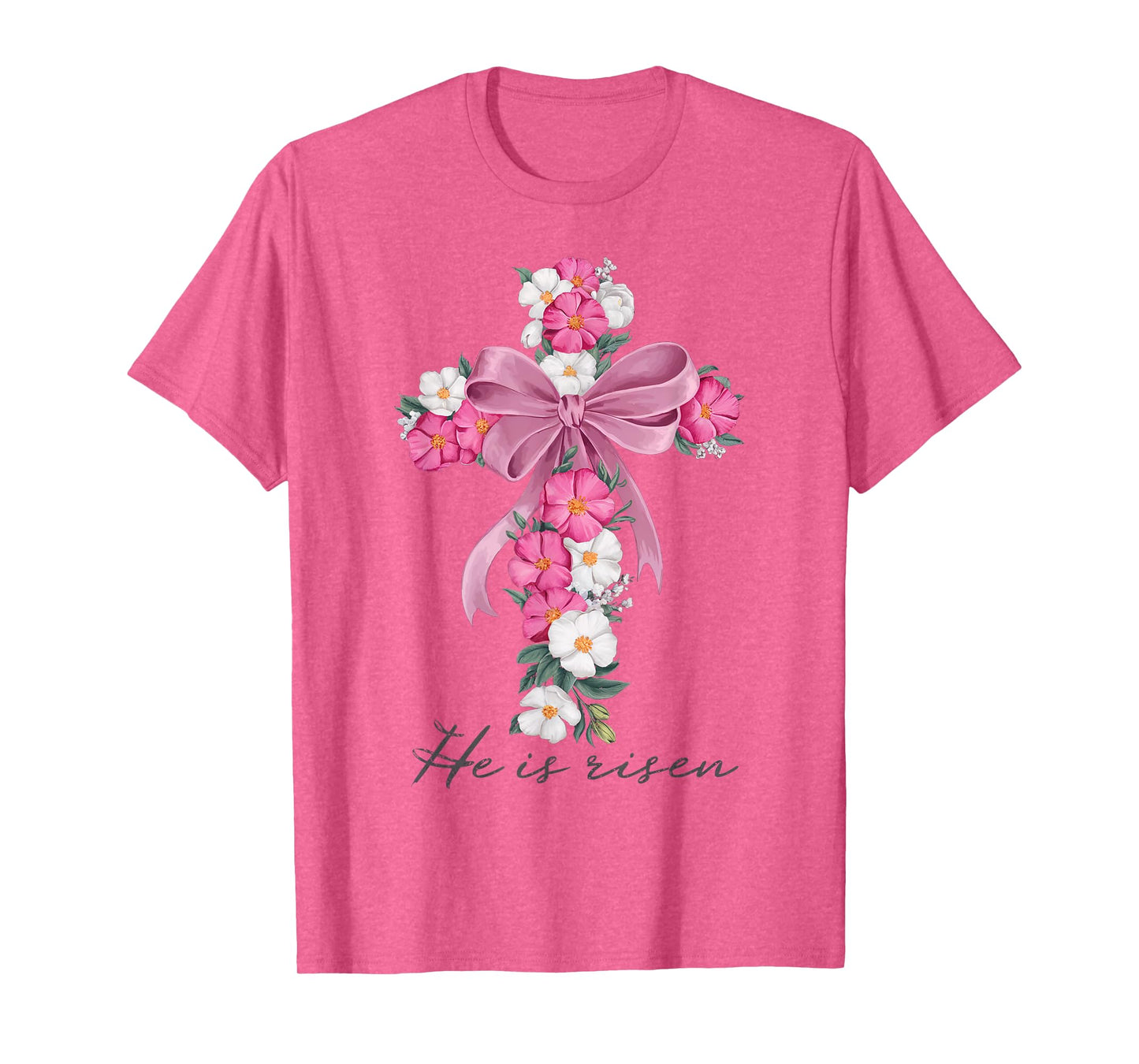 He Is Risen Easter Bow Trendy Cute Coquette Jesus Christ T-Shirt
