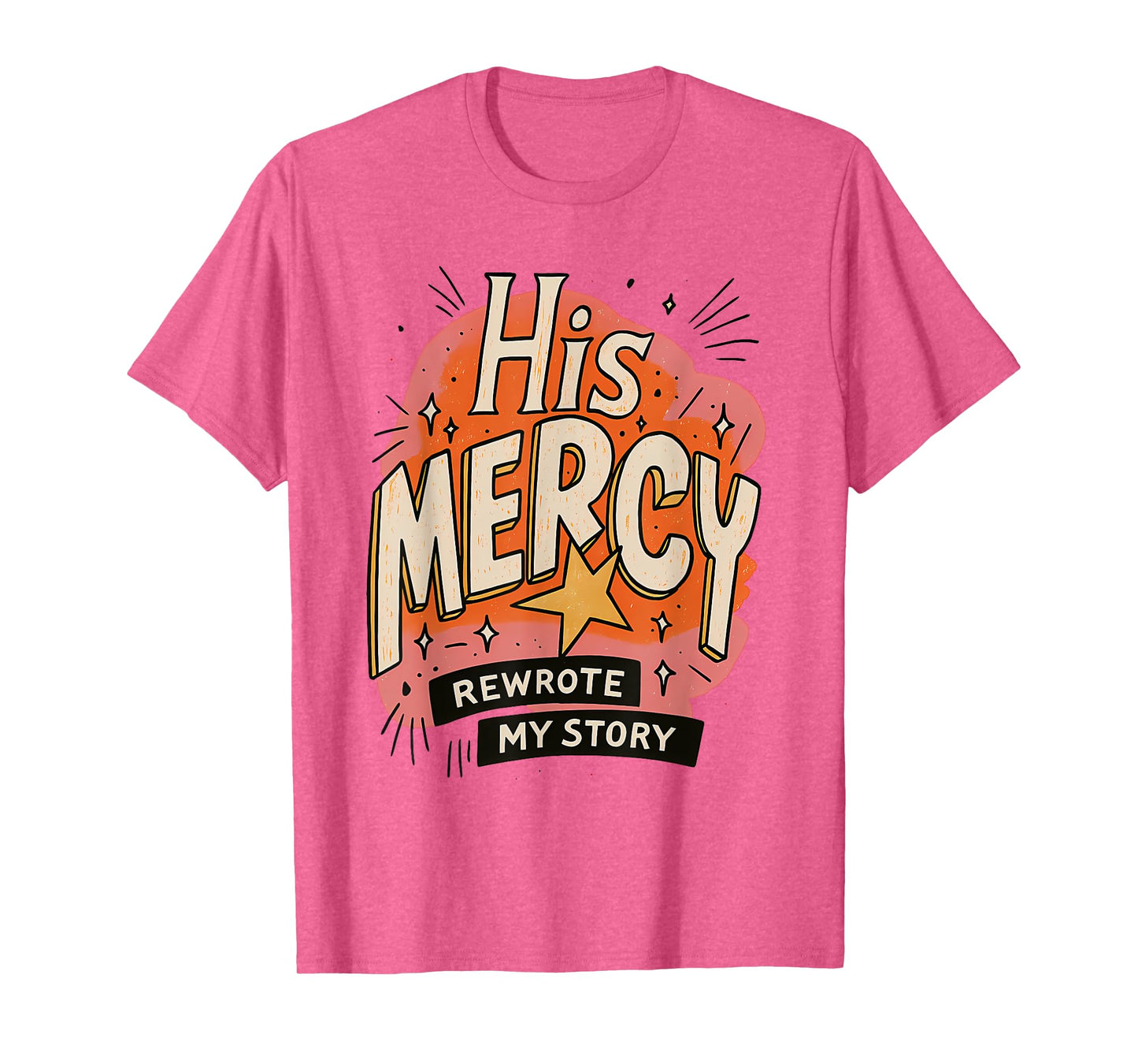 His Mercy Rewrote My Story Bible Verse Boho Christian T-Shirt