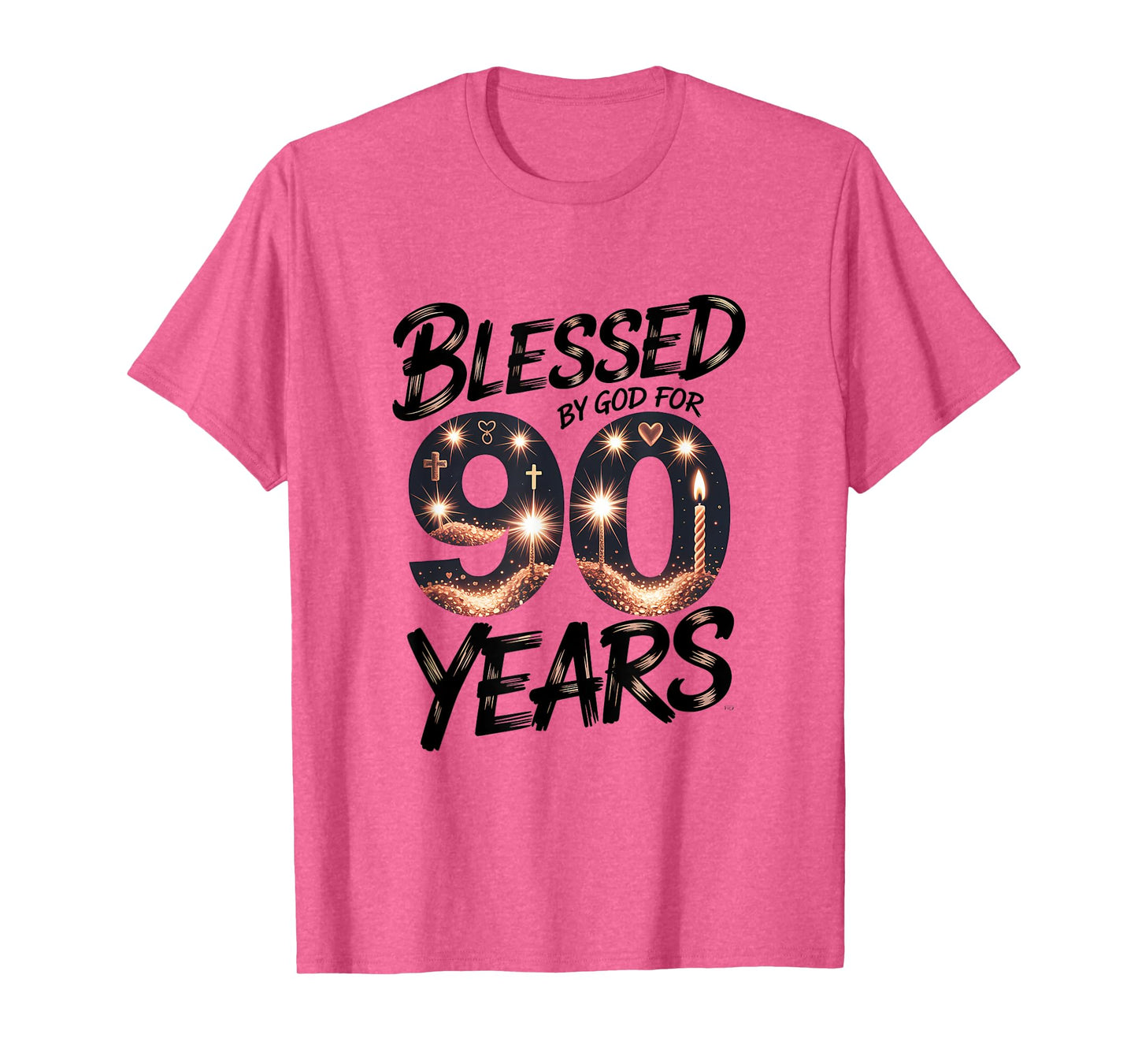 Blessed by God for 90 Years Religious Themed 90th Birthday T-Shirt