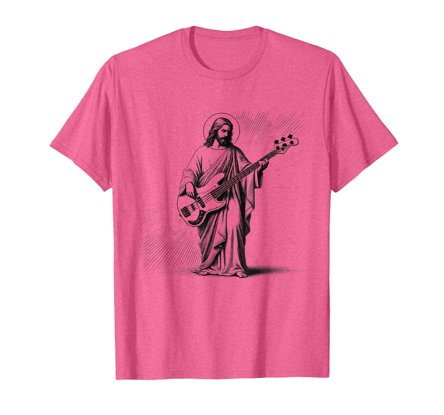 Jesus Playing Bass Guitar Guitarist Christian Vintage Rock T-Shirt