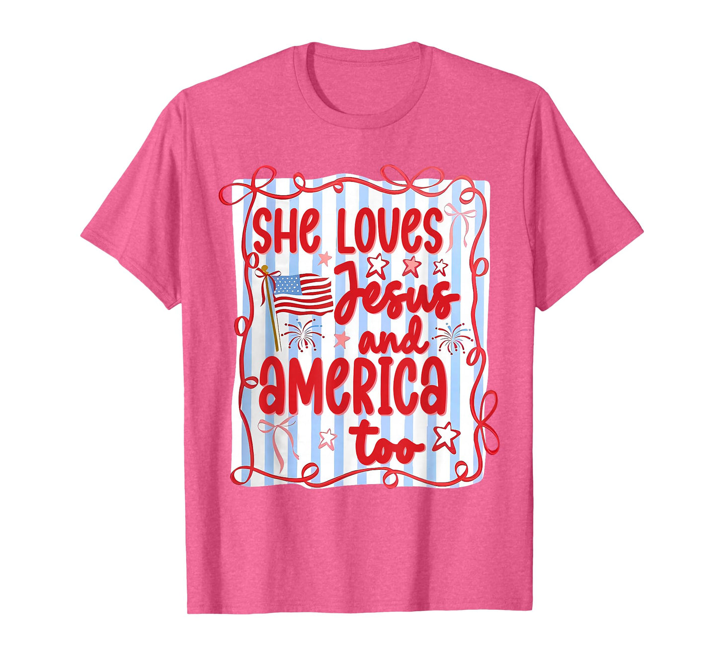 4th Of July She Loves Jesus And America Too Christian Women T-Shirt