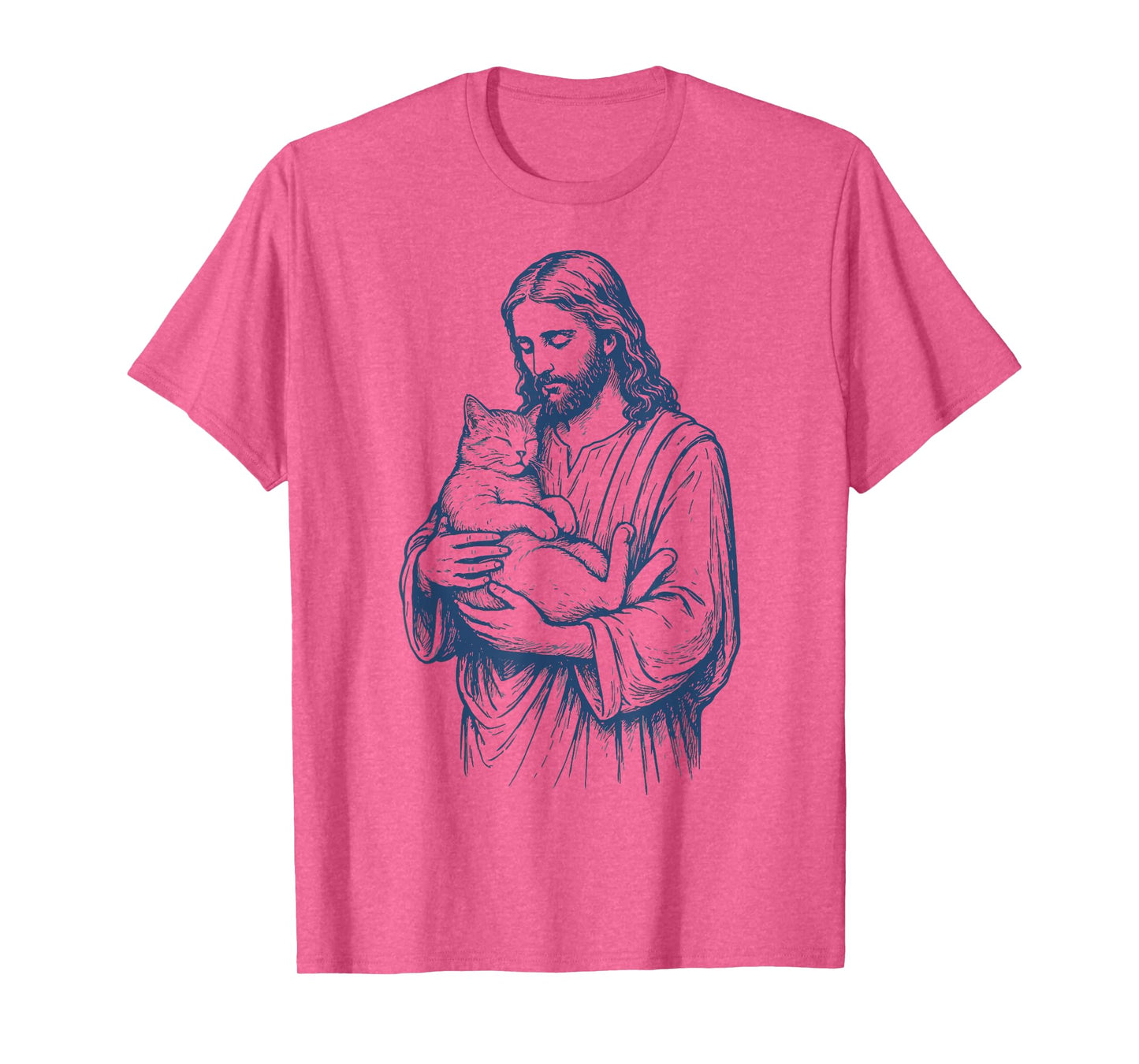 Jesus Holding Cat Men Women T-Shirt