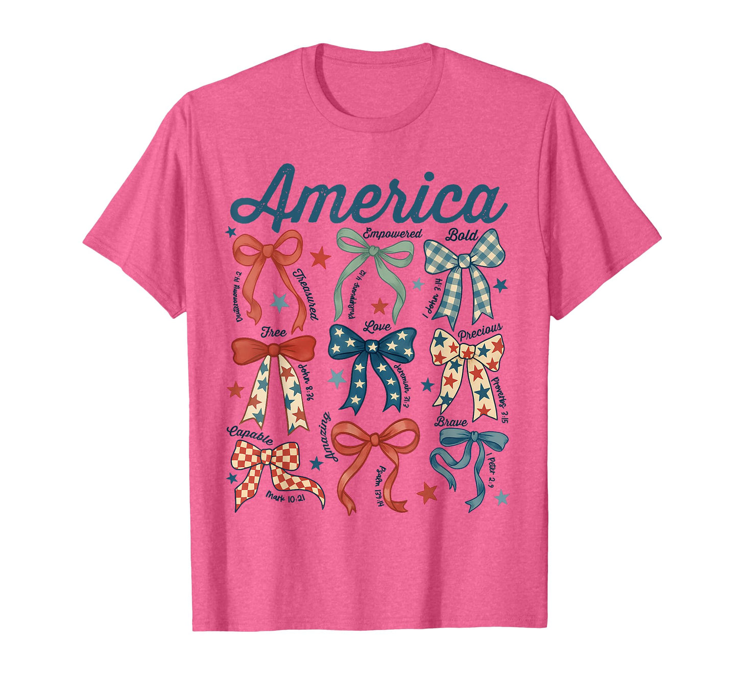 Coquette Bow 4th Of July Christian Jesus Independence Day T-Shirt
