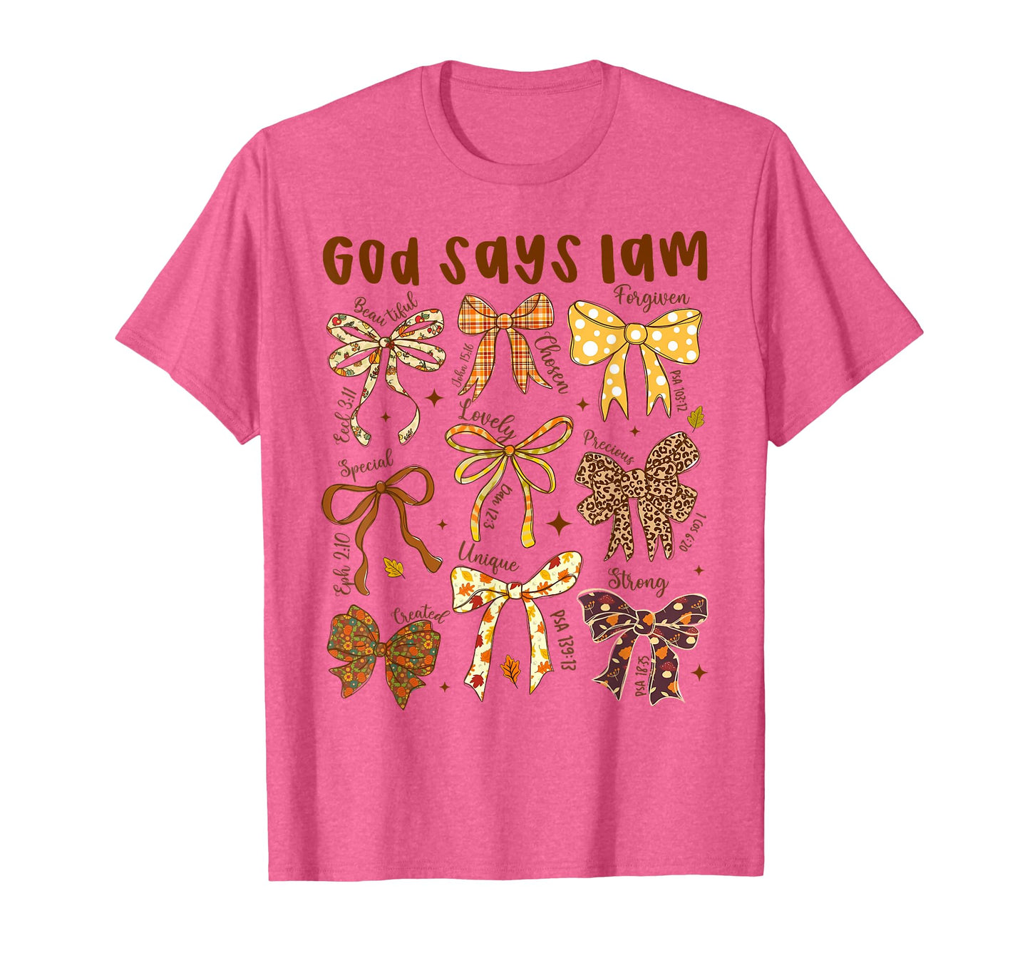 God Says I Am Fall Coquette Bow Thanksgiving Christian Women T-Shirt