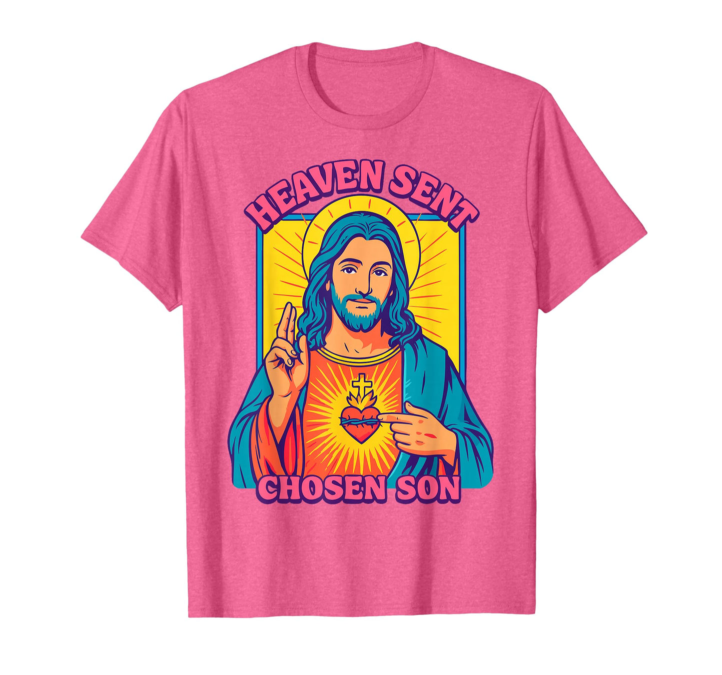 Anime Manga Jesus Sacred Heart Christian Pop Art Yellow T-Shirt