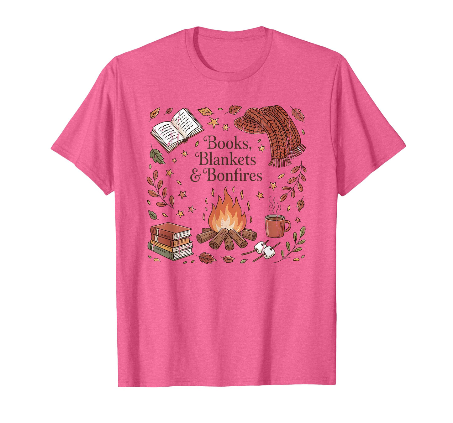 Books Blankets and Bonfires, Cozy Season, Autumn Campfire T-Shirt