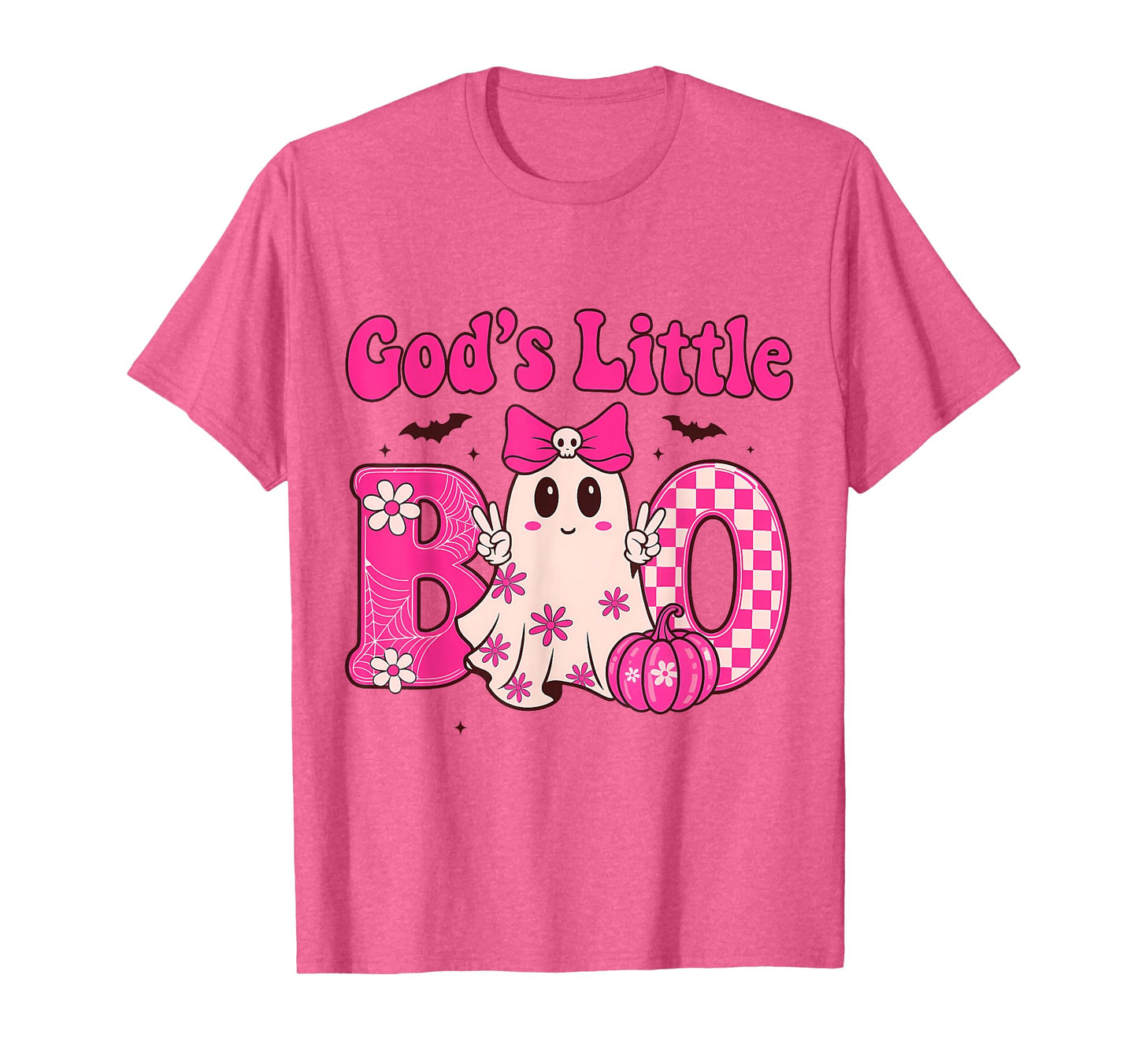 Gods Little Boo Halloween Toddler Girl Kid Ghost Bow Pumpkin T-Shirt