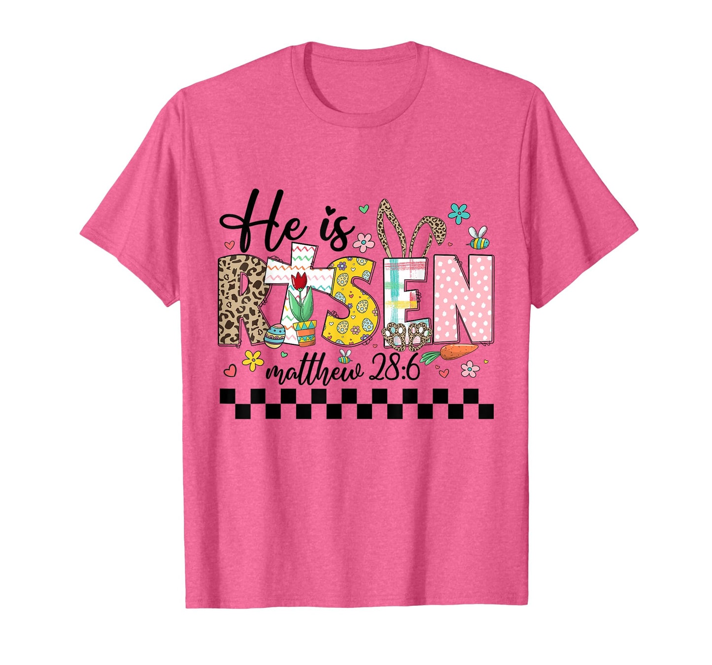 He Is Risen Christian Easter Rabbit Happy Easter Women Girls T-Shirt