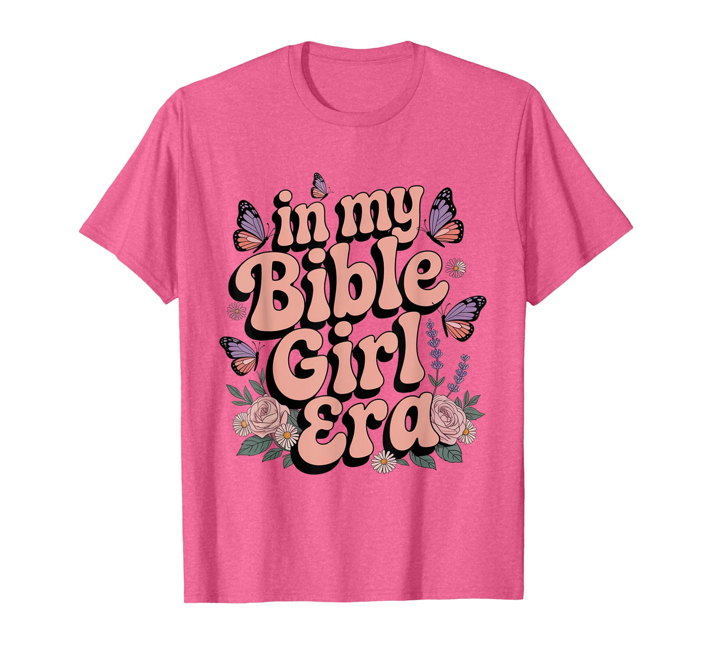 Bible Girl Era Retro Faith Butterfly Floral Aesthetic T-Shirt