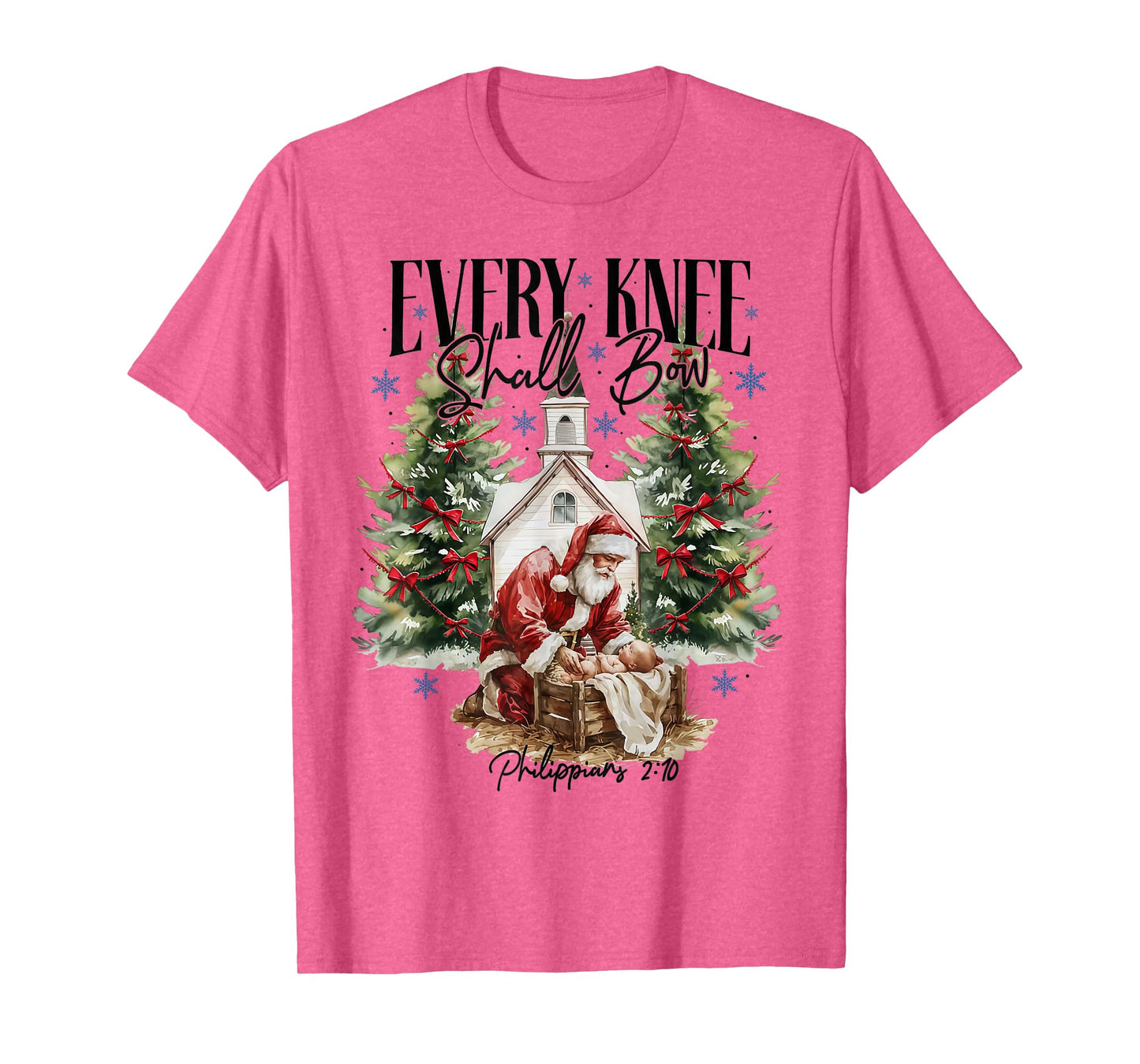 Every Knee Shall Bow Nativity Scene Religious Christmas T-Shirt