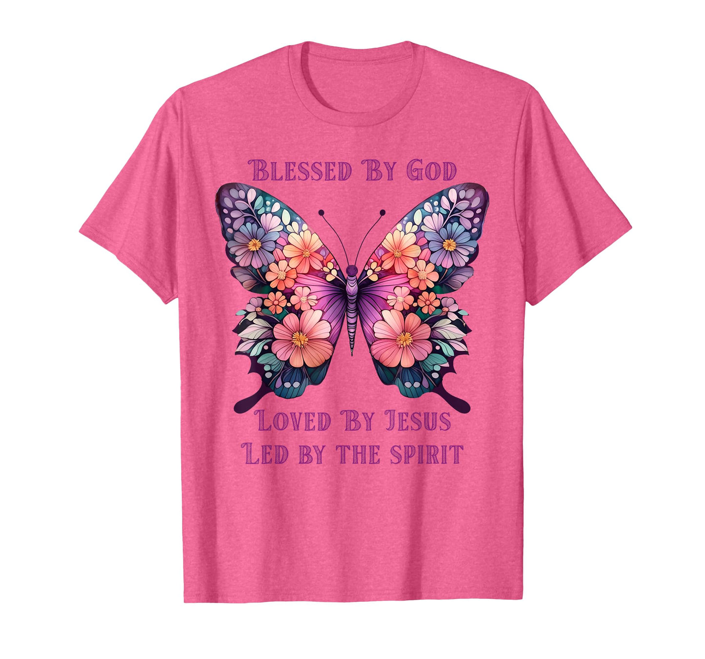 Blessed by God Loved by Jesus Purple Butterfly T-Shirt