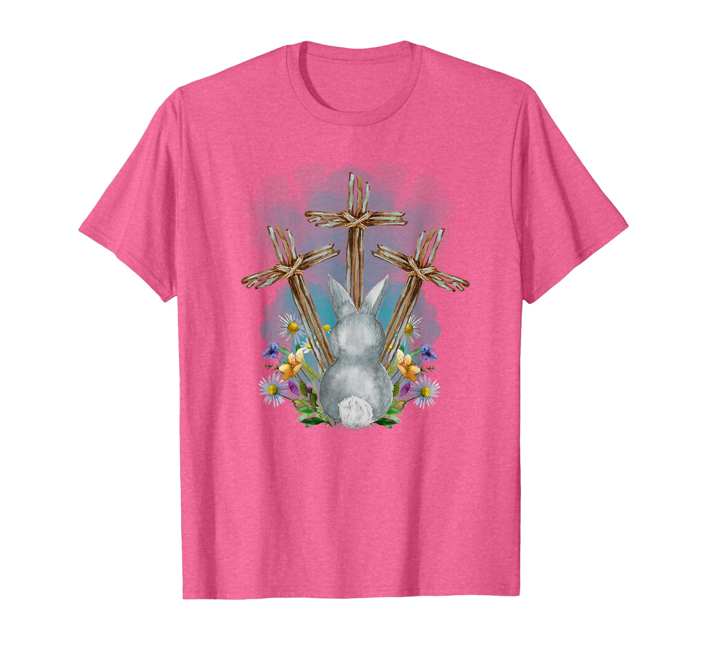 Easter Bunny with Trio Crosses Inspirational Christian Faith T-Shirt