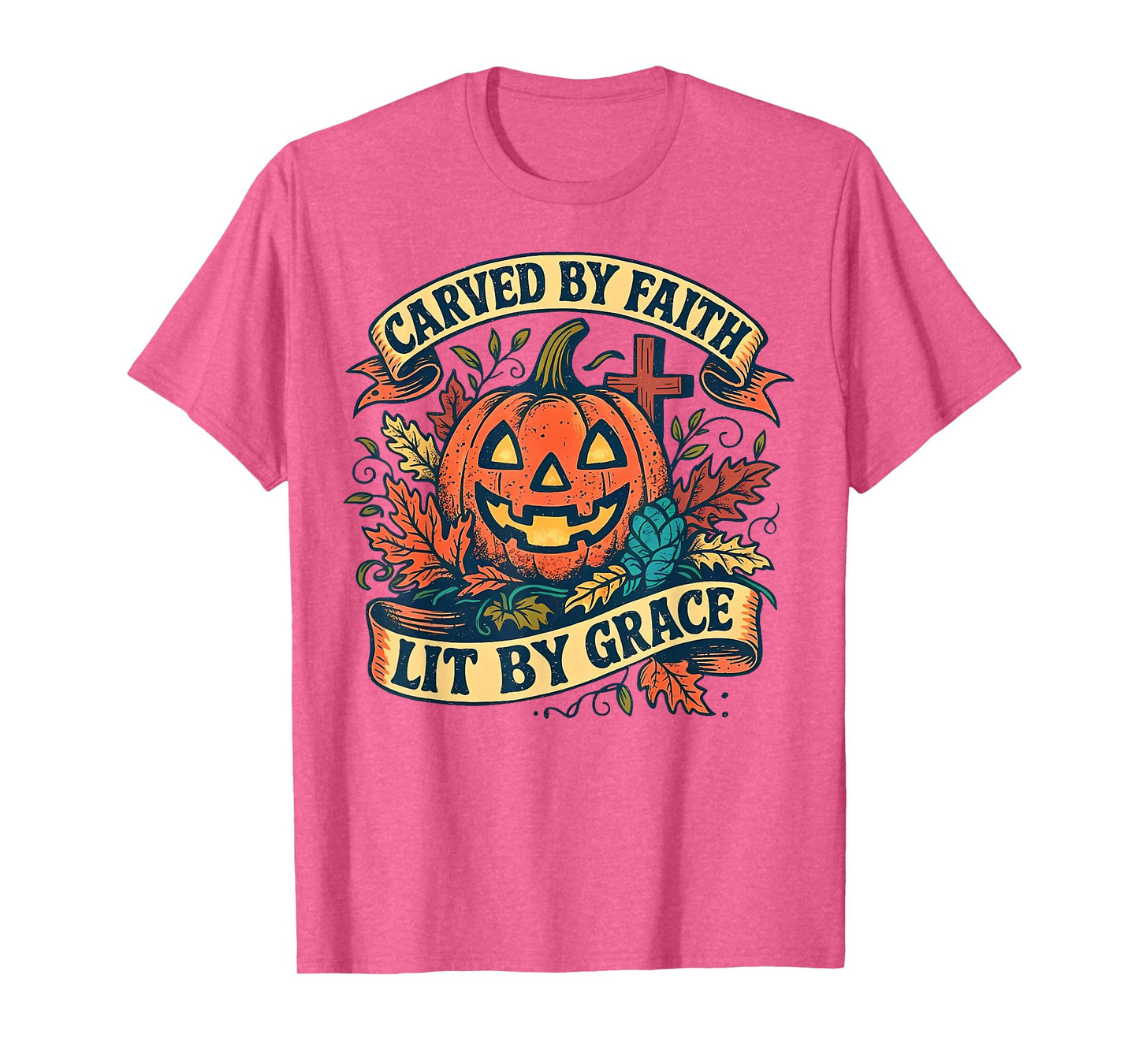 Carved by Faith Lit by Grace Religious Christian Halloween T-Shirt