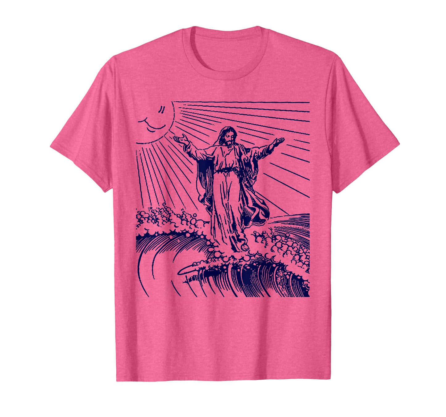 Funny Surfing Jesus On Top of Big Wave God Riding Surfboard T-Shirt