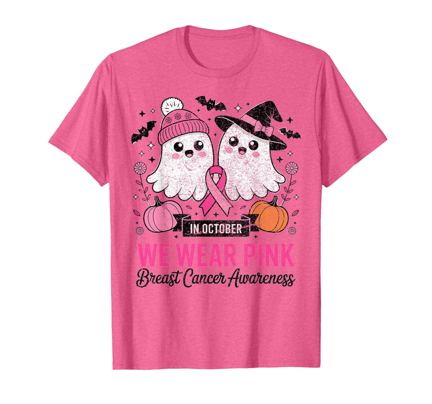 Breast Cancer Women Halloween in October We Wear Pink T-Shirt