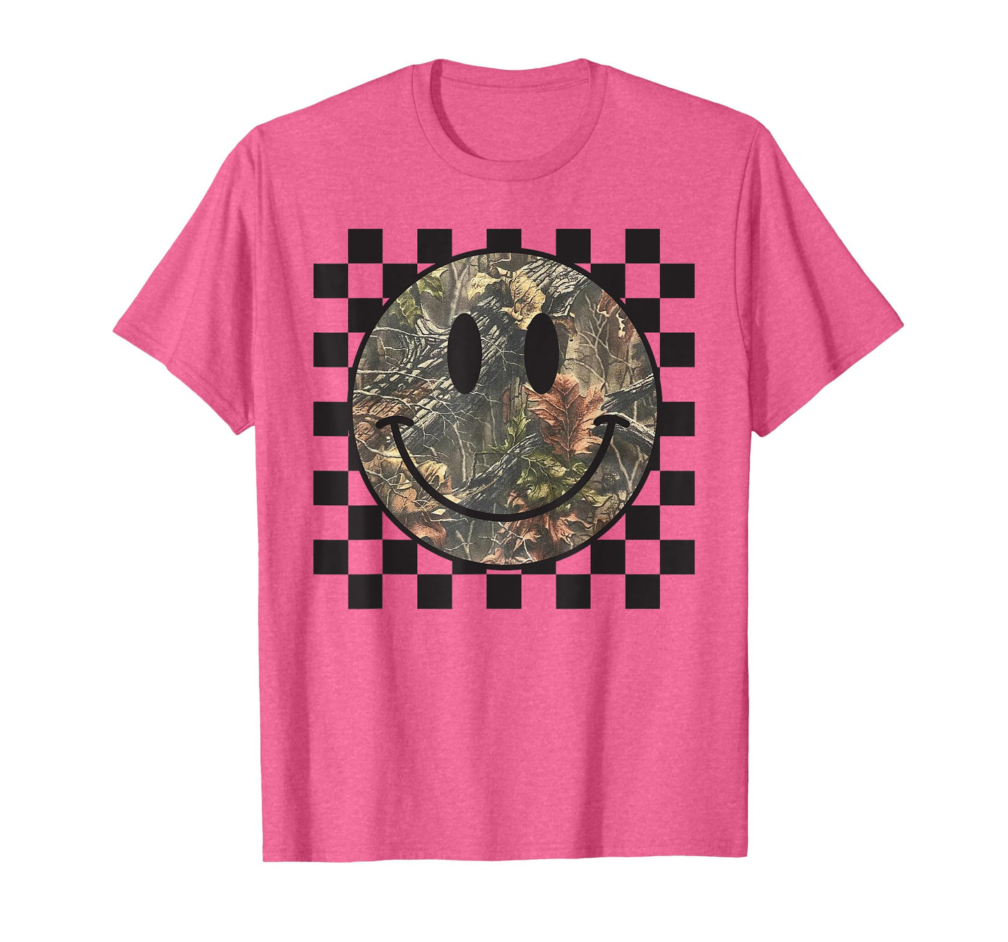 Camo Tree Smile Face Checkered Camouflage Cute Adults Kids T-Shirt