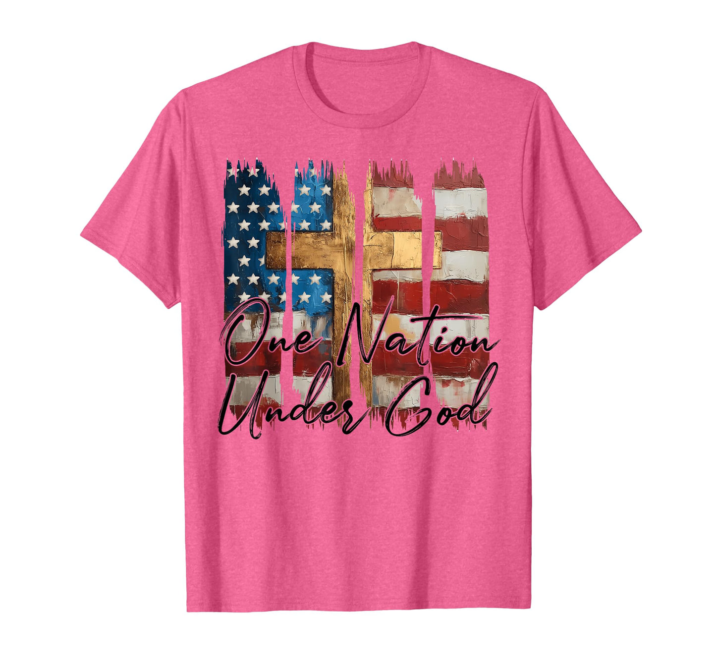 Vintage One Nation Under God Christian Flag Cross Patriotic T-Shirt