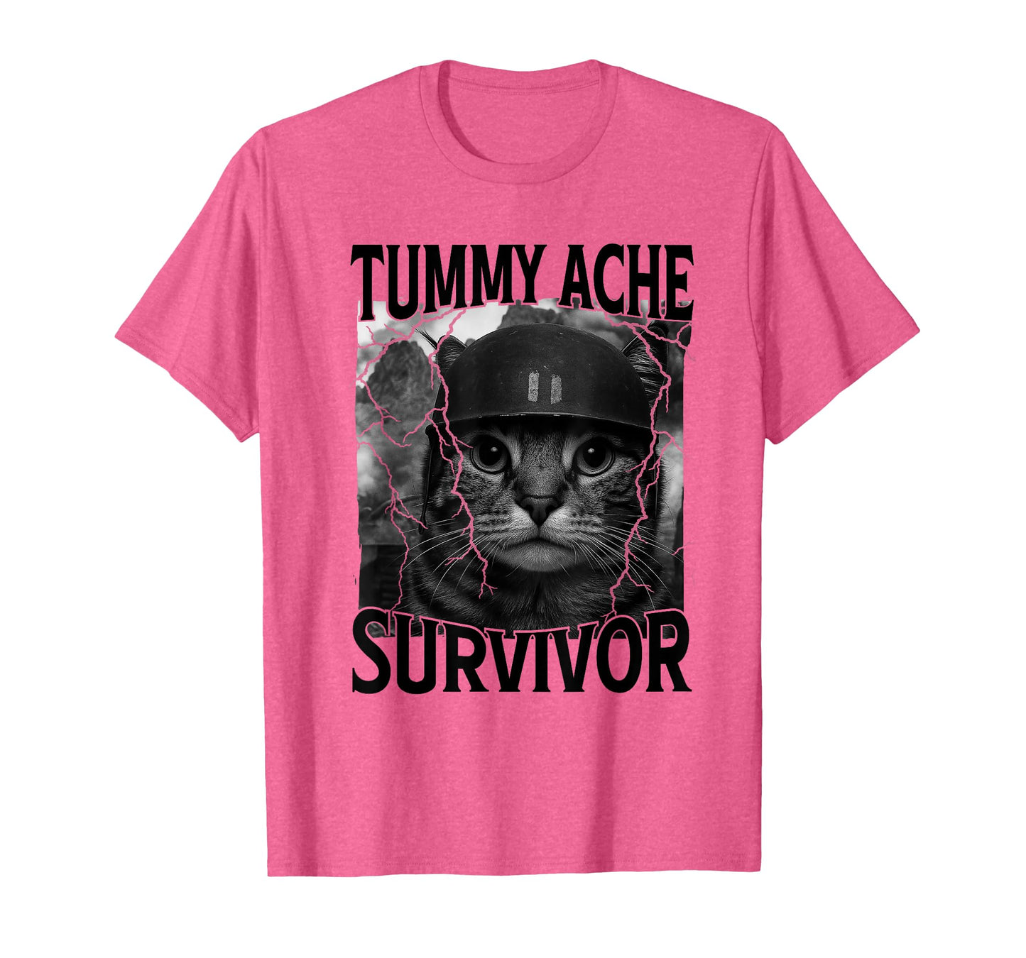 Funny Saying Cat Tummy Ache Survivor Meme Survived Today's T-Shirt