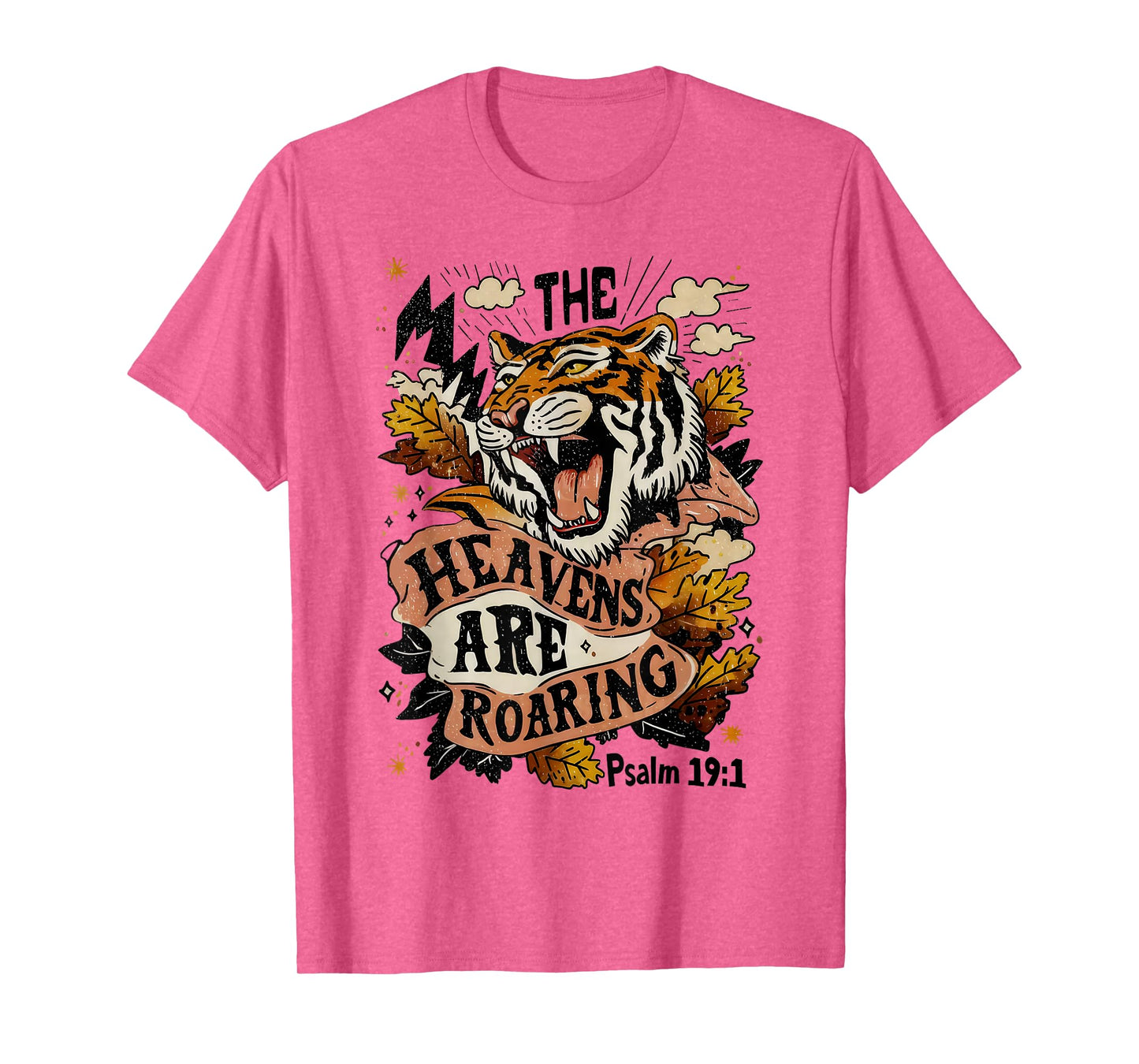 Vintage The Heavens Are Roaring Tiger Psalm 19:1 Christian T-Shirt