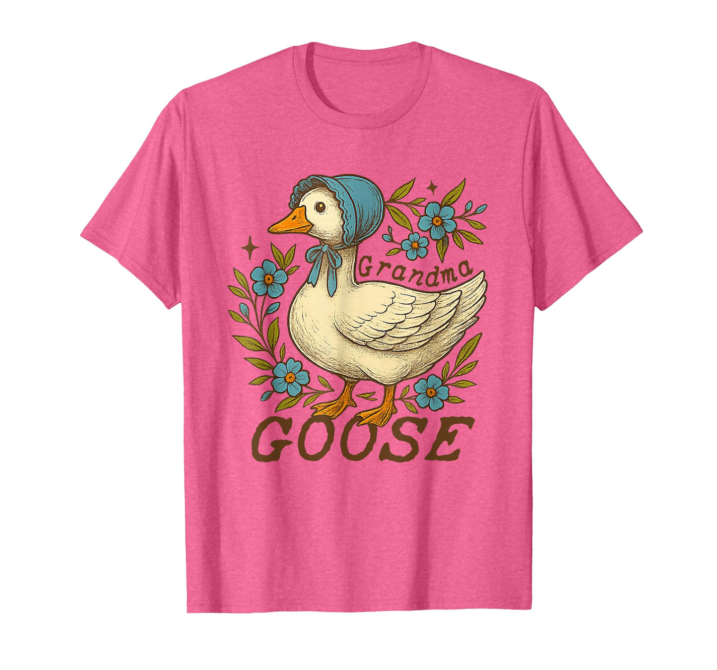 Floral Grandma Goose Cute Silly Goose Mother's Day Womens T-Shirt