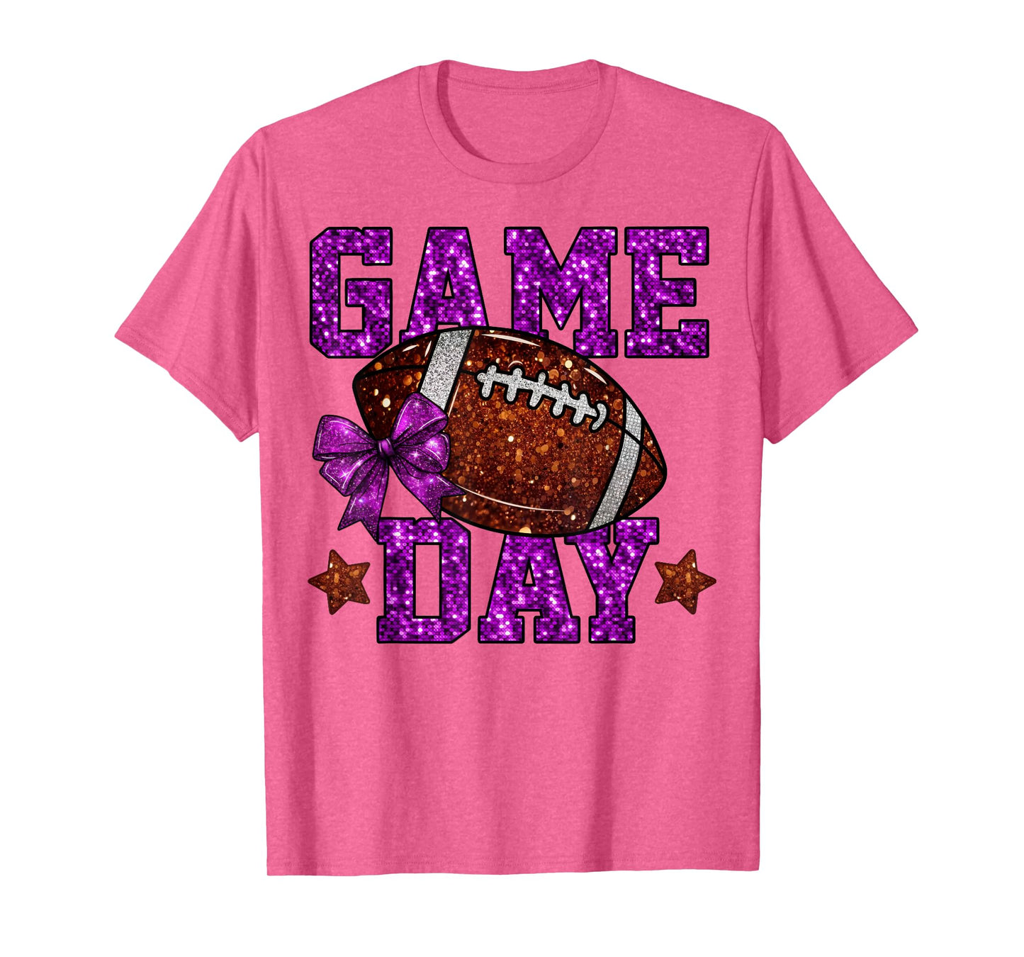 Game Day Football Season Football Mama Purple Bow Cheer Girl T-Shirt