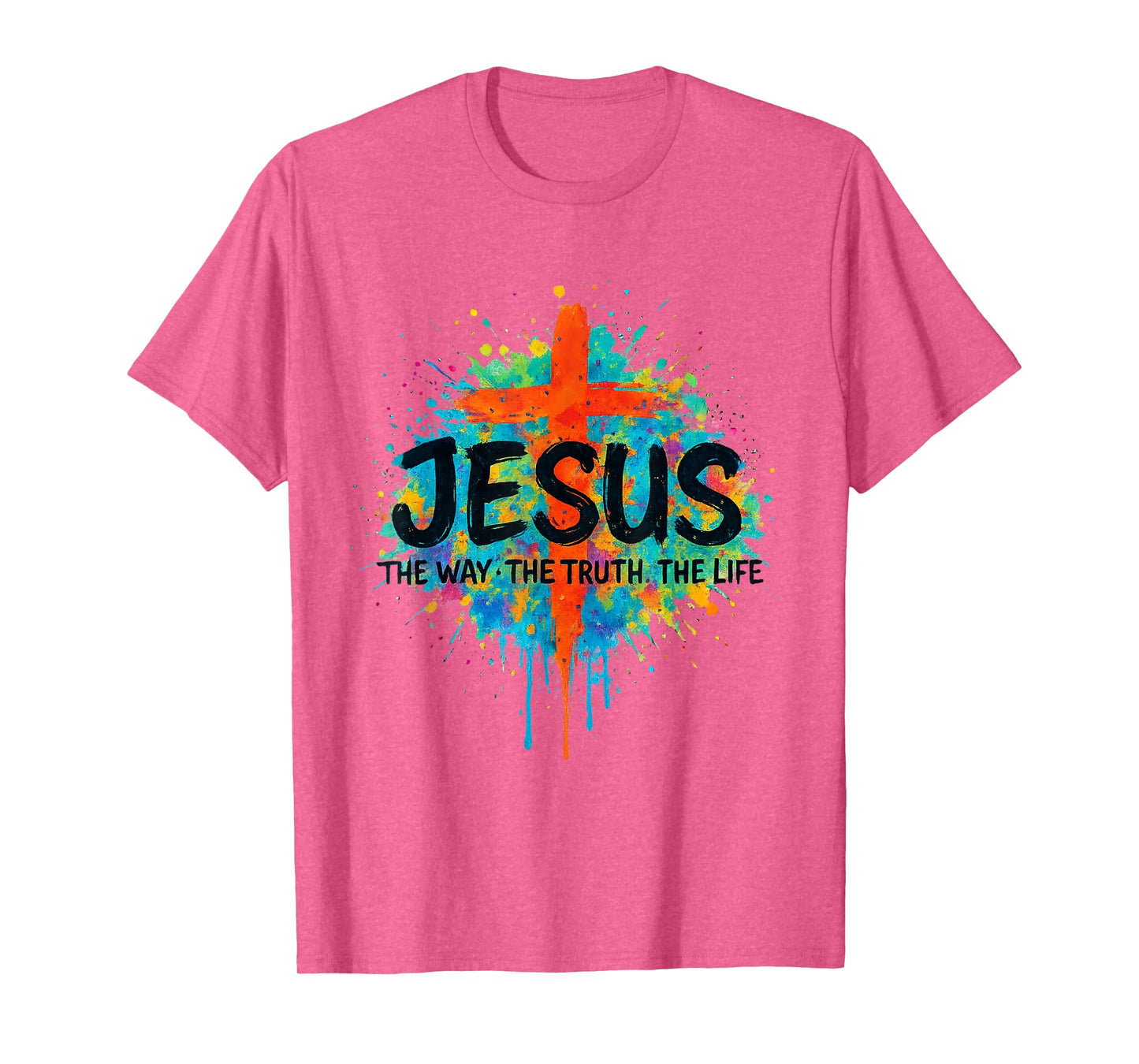 Jesus The WayTruth Life Colorful with Christian Cross T-Shirt