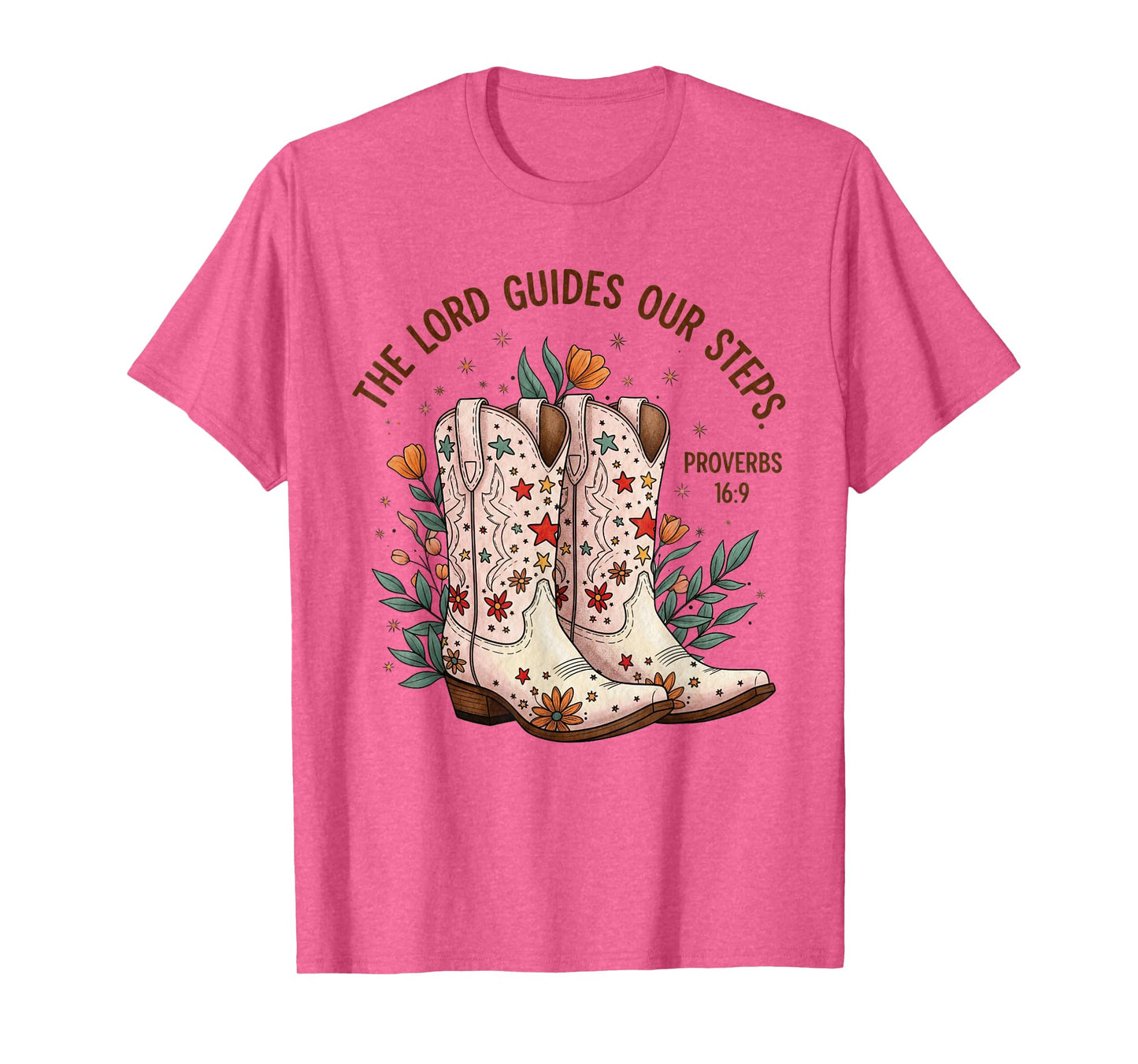 Christian Cowgirl Boots Proverbs 16:9 Bible Verse Western T-Shirt