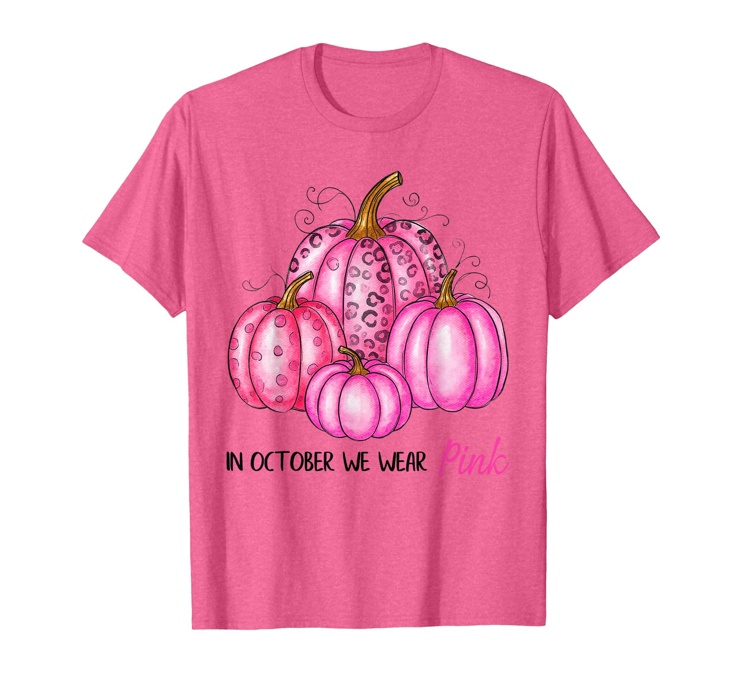 Bow Tie Pumpkin in October We Wear Pink Ribbon Breast Cancer T-Shirt