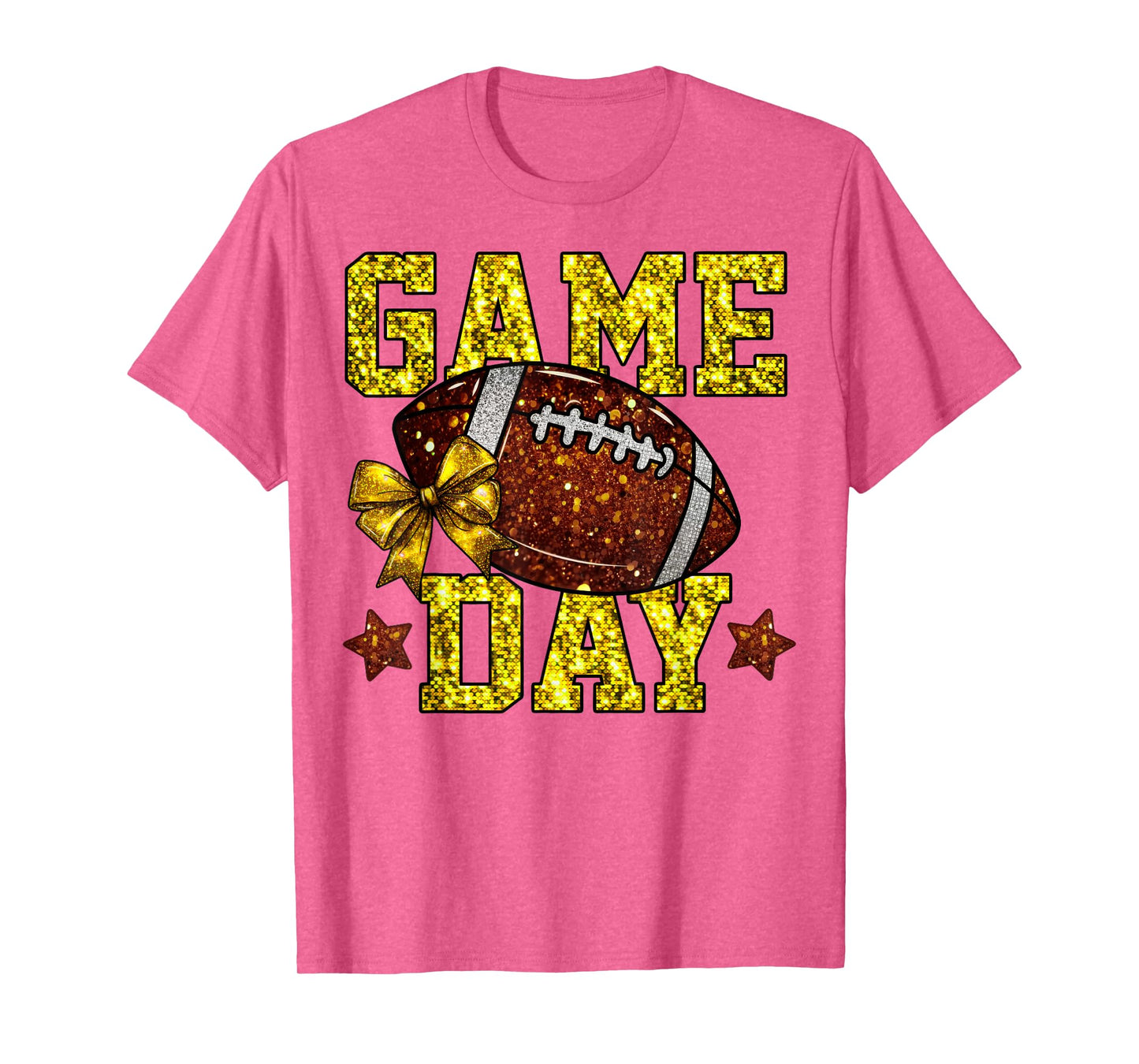 Game Day Football Season Football Mama Gold Bow Cheer Girls T-Shirt