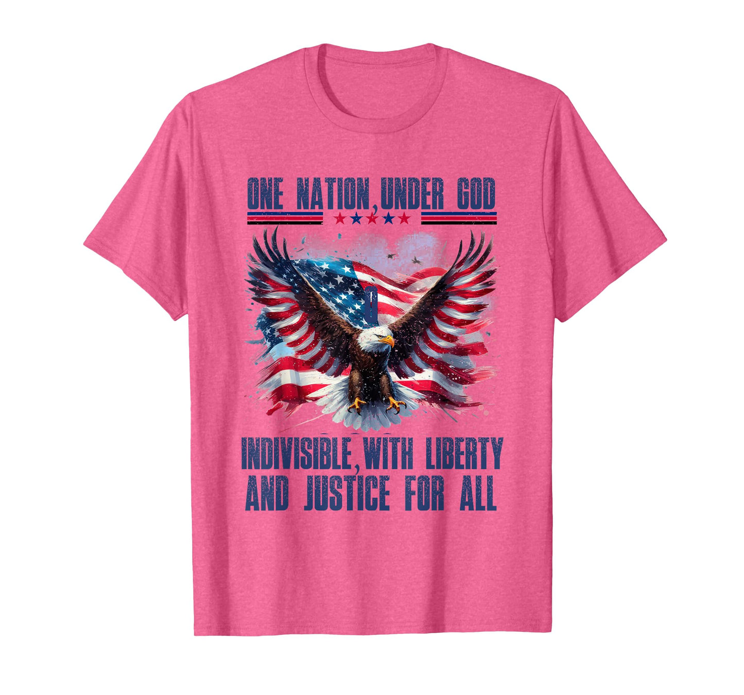 One Nation Under God Liberty Justice For All Eagle Flag USA T-Shirt