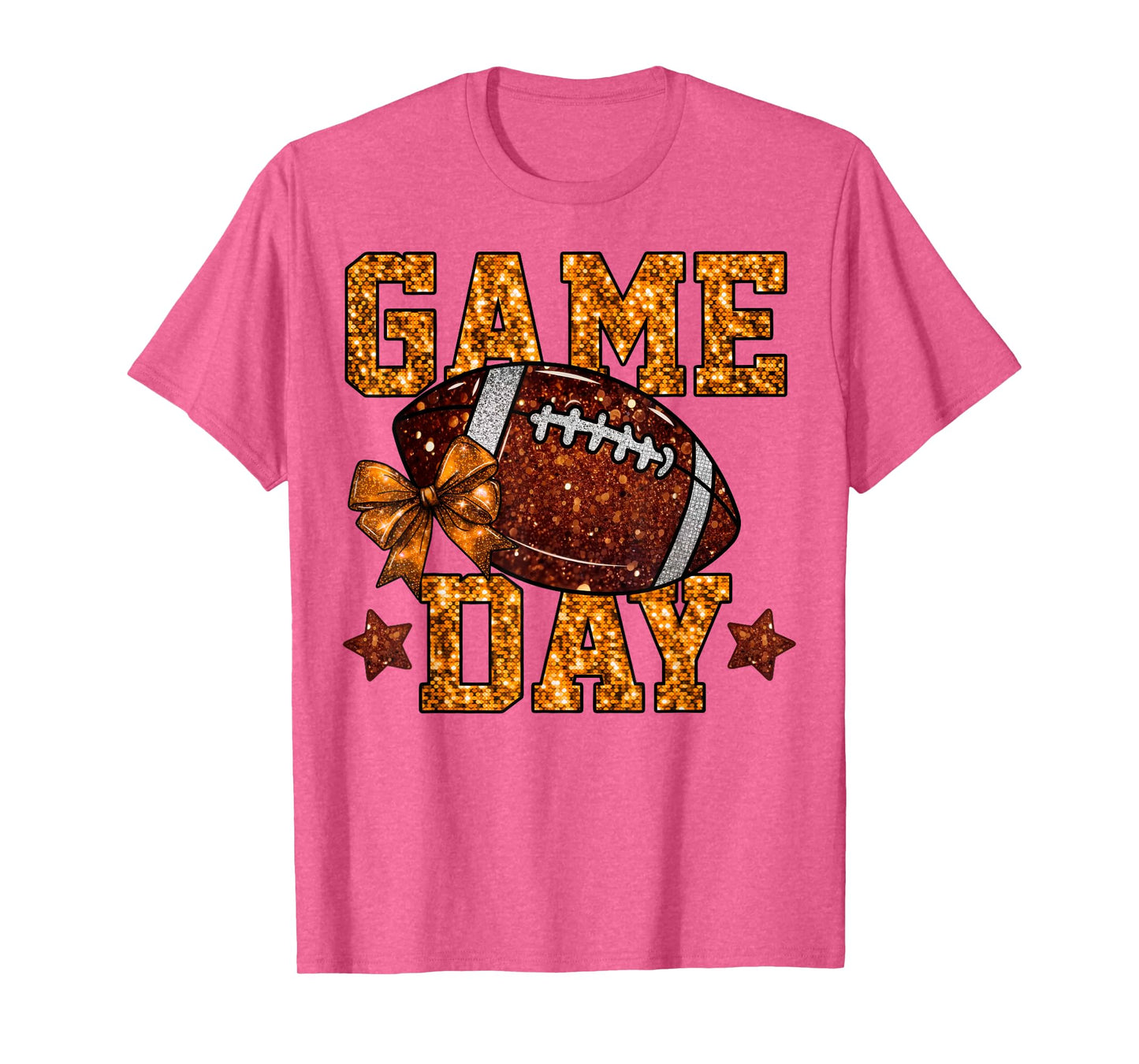 Game Day Football Season Football Mama Orange Bow Cheer Girl T-Shirt
