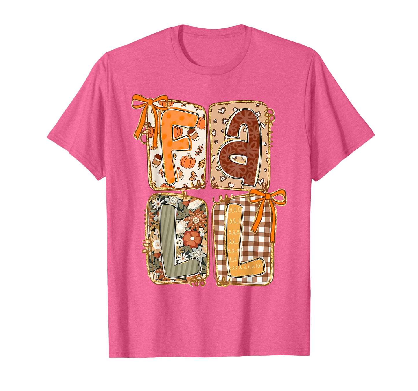 Preppy Floral Fall Coquette Bow Pumpkin Season Thanksgiving T-Shirt