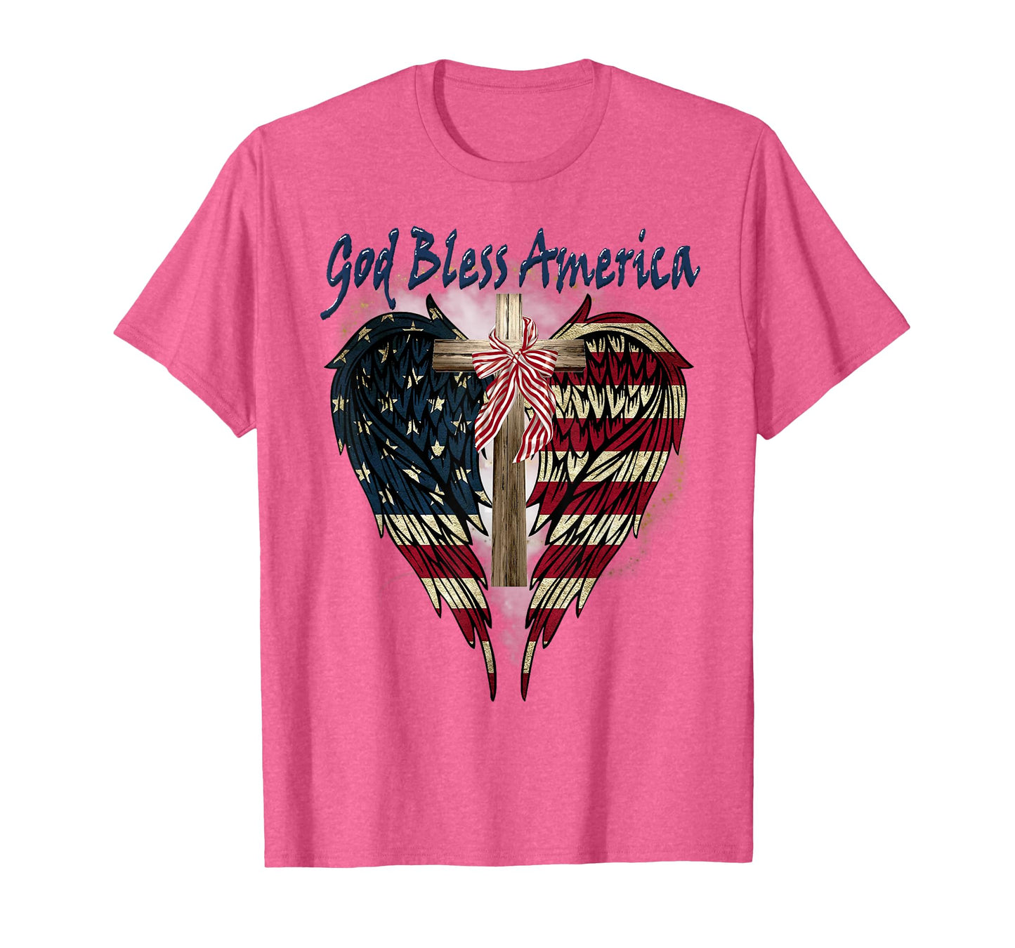 Patriotic American Flag Cross God Bless America 4th July T-Shirt
