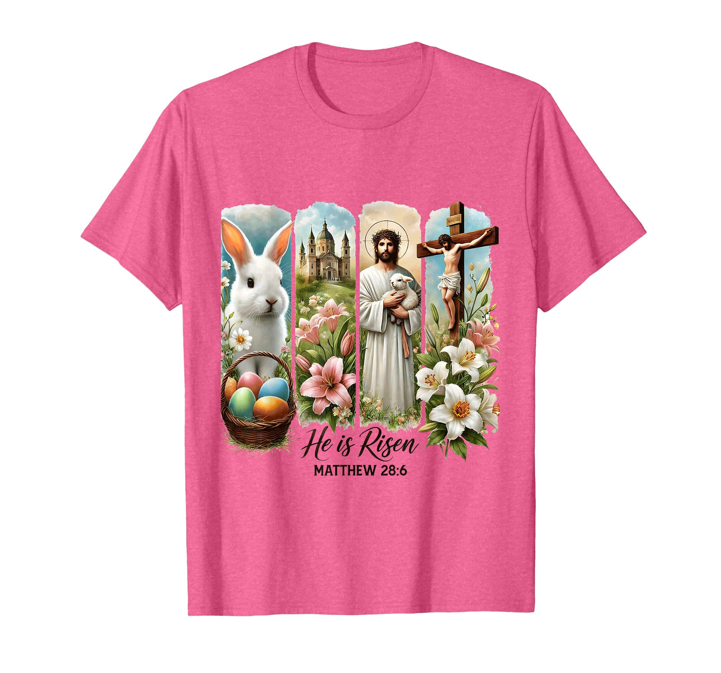 Jesus He Is Risen Christian Happy Easter Kids Women Girls T-Shirt