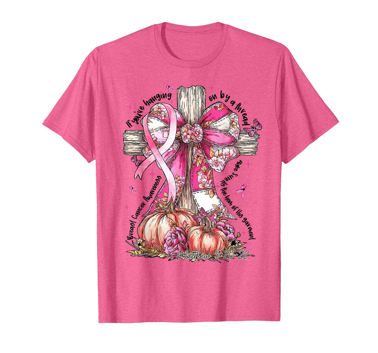 Jesus Pink Bow Cross Breast Cancer Faith Hope Strength T-Shirt
