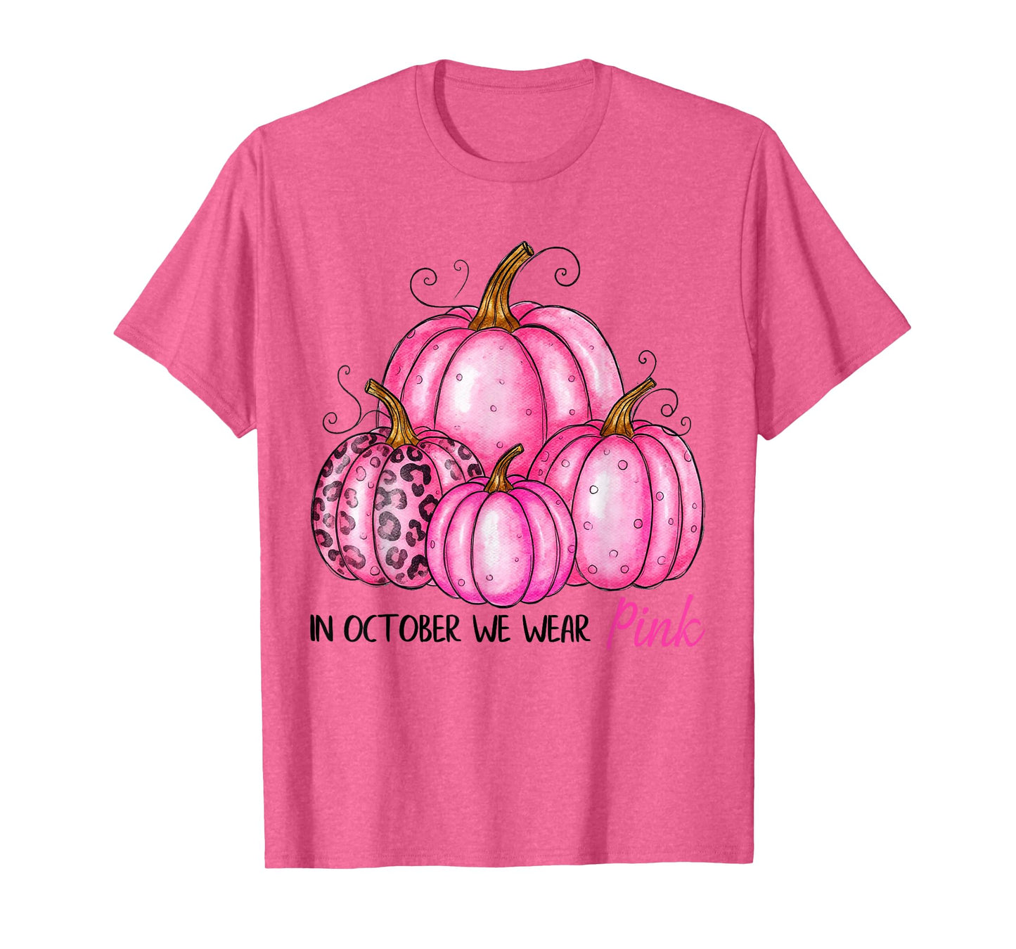 Bow Tie Pumpkin in October We Wear Pink Ribbon Breast Cancer T-Shirt