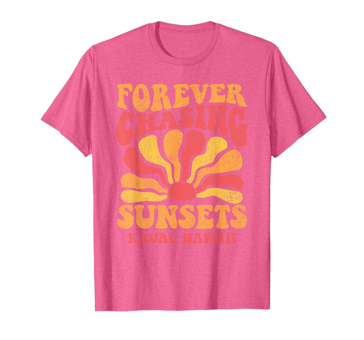 Forever Chasing Sunsets Kauai Beach Hawaii 70s Retro T-Shirt