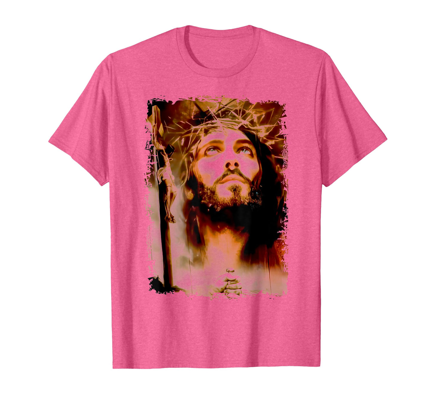 MexiColor Face of Jesus Christ Crown of Thorns Catholic Faith T-Shirt, Small, White