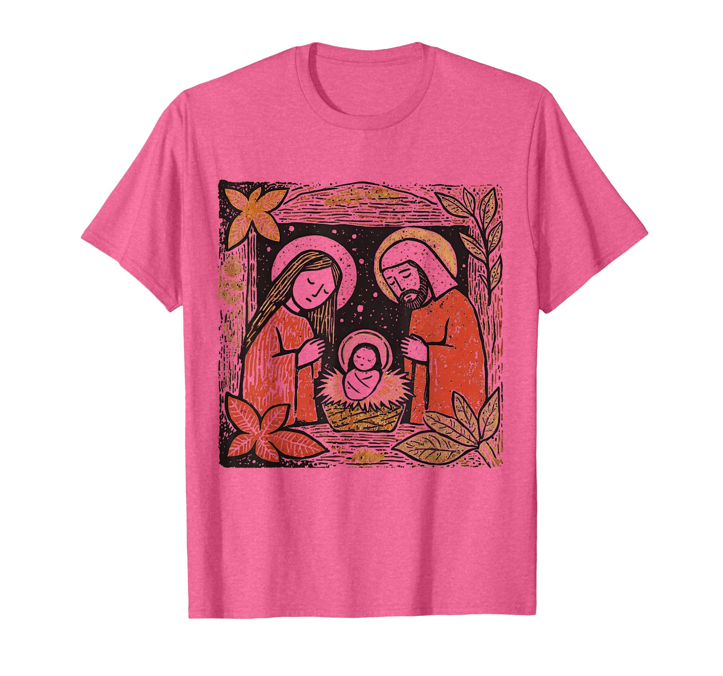 Jesus Christmas Boho Floral Nativity Scene Christian Women T-Shirt