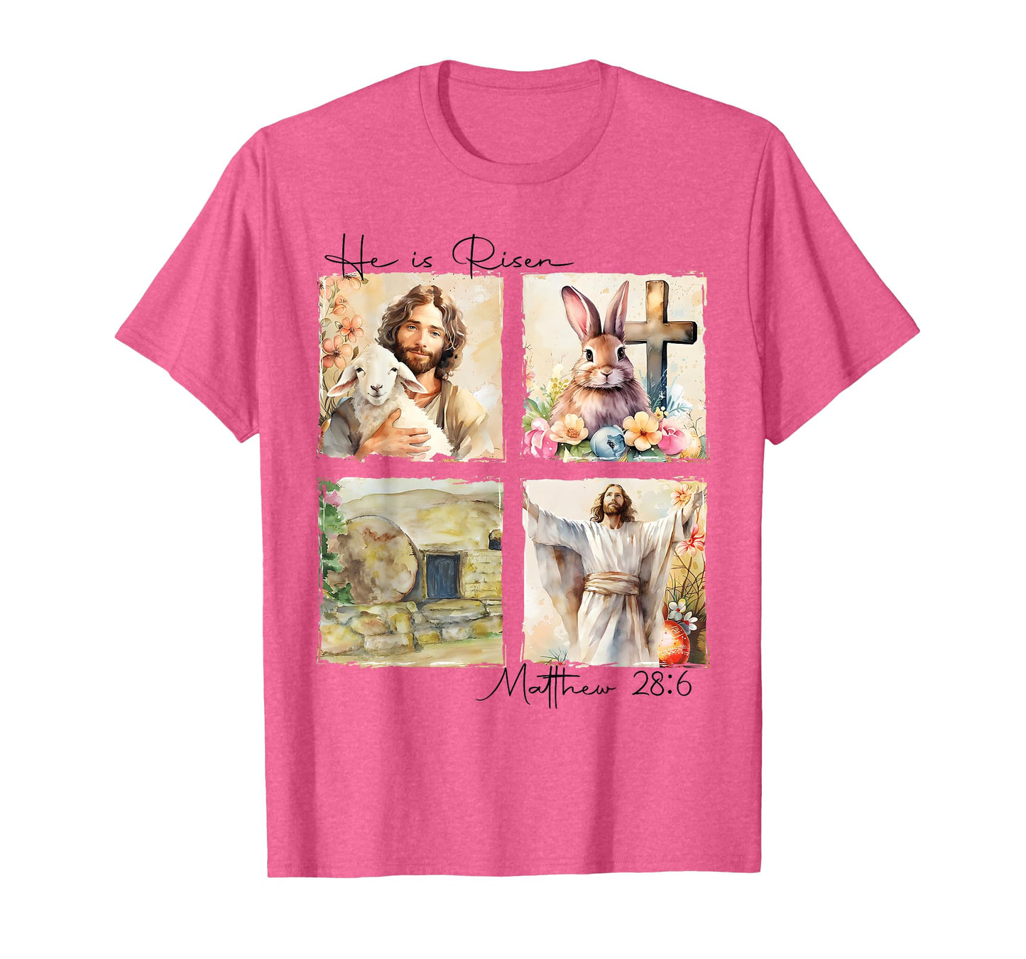 He is Risen Jesus Christian Happy Easter Women Kids Girls T-Shirt