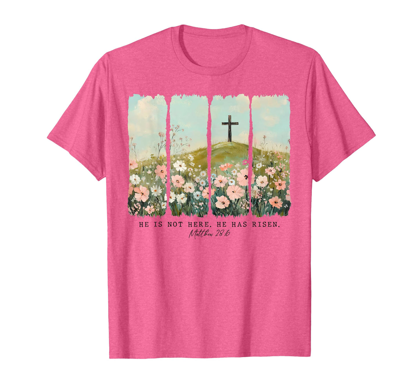 He Is Risen Christian Wildflower Happy Easter Women Girls T-Shirt