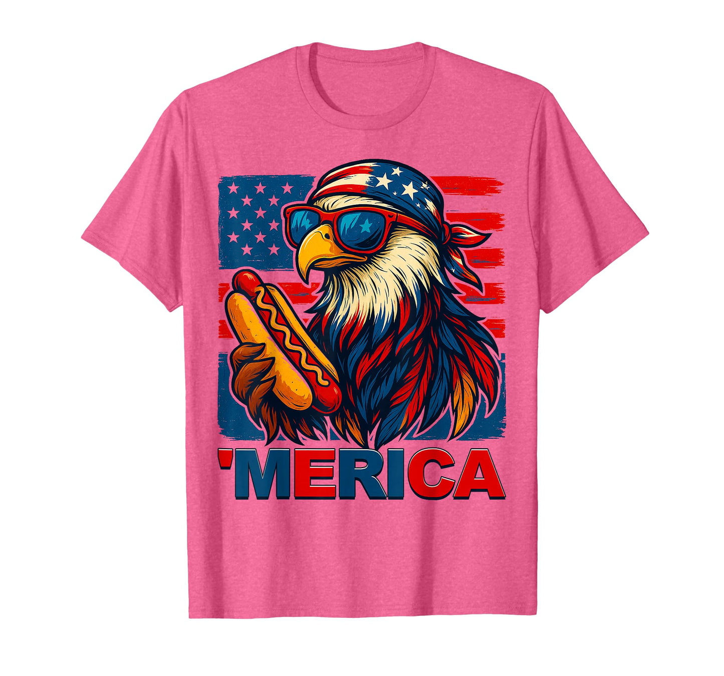 Funny Merica Eagle Hotdog USA Flag 4th Of July Patriotic Men T-Shirt