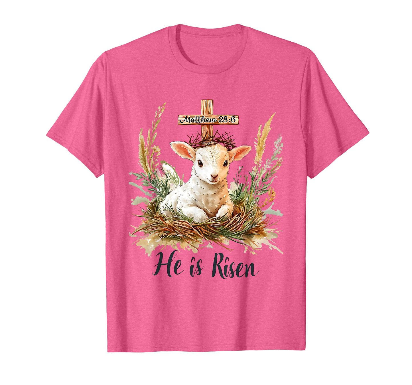 He Is Risen Lamb Matthew 28:6 Christian Jesus Bible Verses T-Shirt